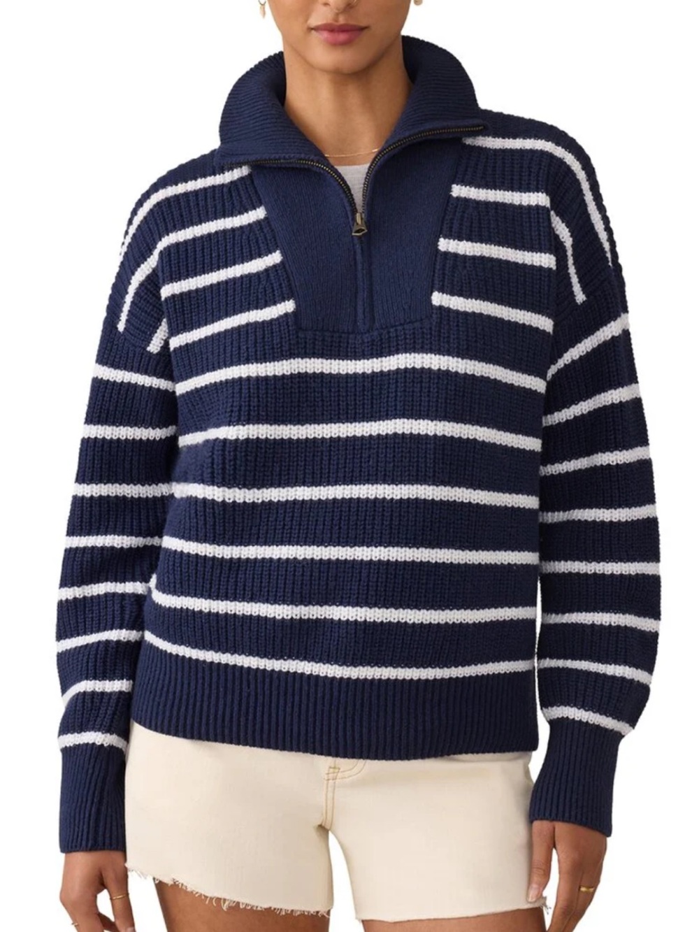 FAHERTY Mariner Mirimar Navy Striped Sweater -EUC, Medium